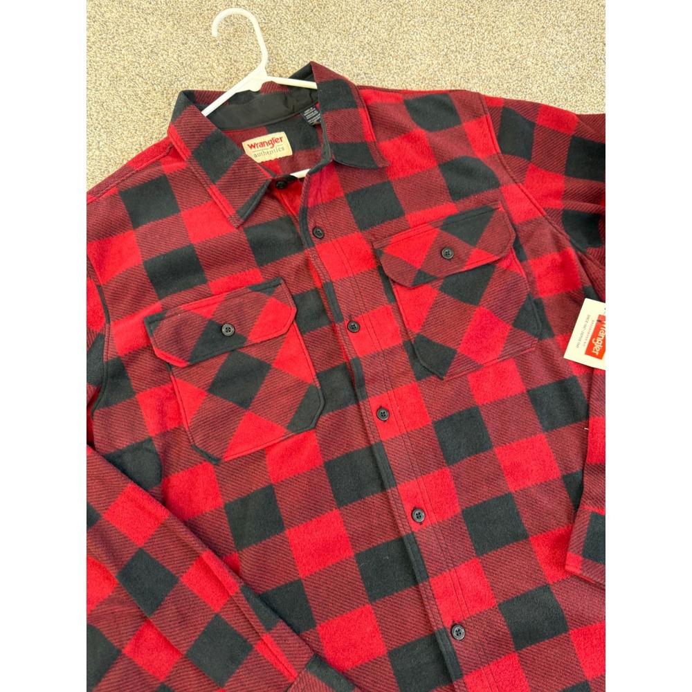 Wrangler Western Mens Fleece Shirt Red Black Buffalo Plaid XLT Lumberjack